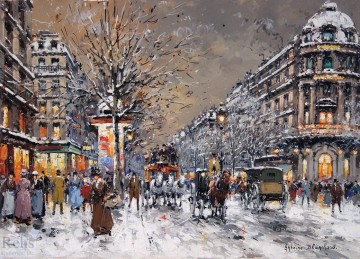 パリ Painting - AB レ グラン ブールヴァール スー ラ ネージュ パリジャン